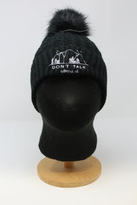 Printed "Don't Talk about it" hat w/ pompom
