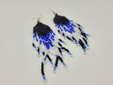 Shelby Jackson - Black & Blue Brick Stitch Dangle Earrings