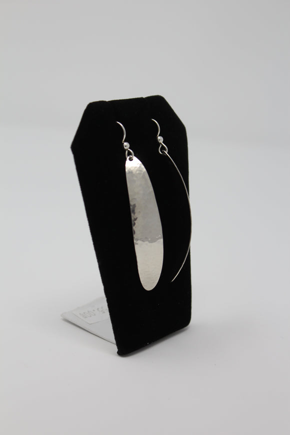 Mary & Roz - Skinny Ovoid Earrings- Silver
