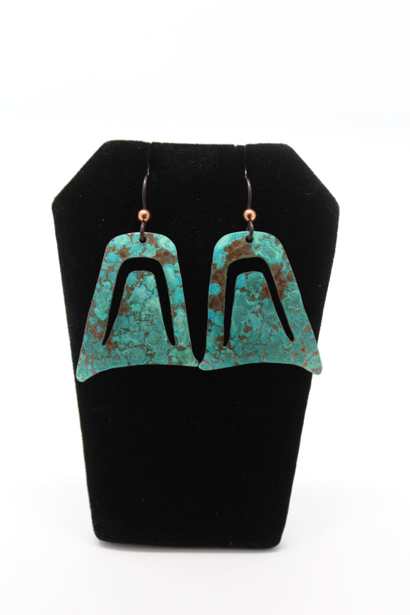 Mary & Roz - Wolf Ear Earrings - Copper, Copper Patina
