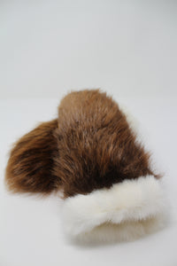 Audrey Brown - Full Beaver Fur Mitts w/ Rabbit Fur Trim