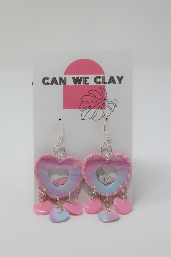 Can We Clay - Blue & Purple Peace & Love Hearts
