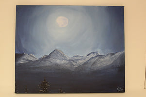Elly Jackson - Painting Moonlight Mountains 16" W X 20" L